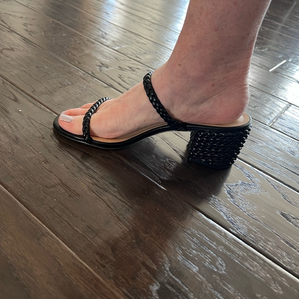 Saks Fifth Avenue Black Braided Strap Women's Sandals size 7.5 - Picture 4 of 13